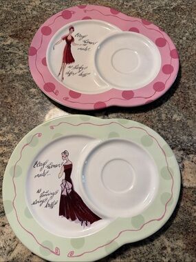 Vintage-Inspired Fashionista Divided Snack Plate - Pink or Green